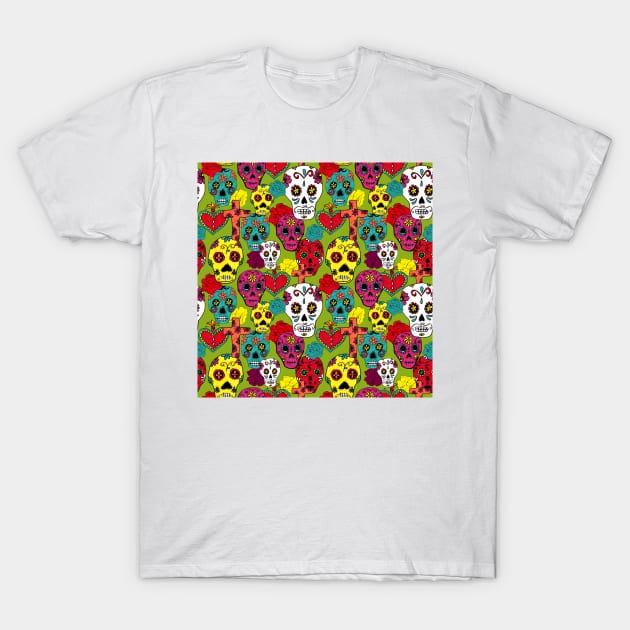 Day of the dead - Mexican fiesta - skulls motifs T-Shirt by kittyvdheuvel